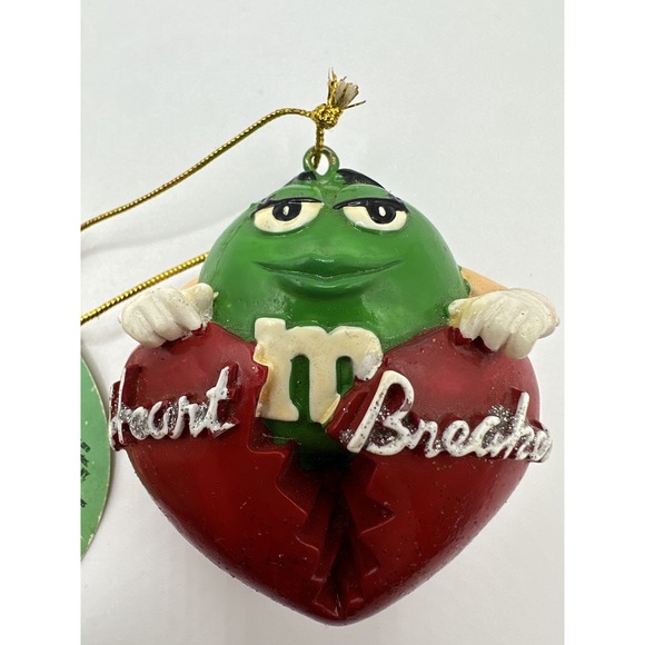 M&M's Heart Breaker Christmas Ornament Red Green Candy Character 2007 Holiday - Picture 5 of 11